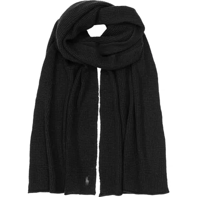 Polo Ralph Lauren Thermal Travel Scarf In Black