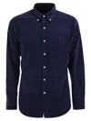Polo Ralph Lauren Long-sleeved Sport Shirt In Navy