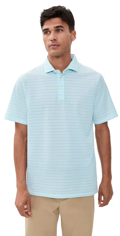 Polo Ralph Lauren Thin Multi Stripe Tour Pique Polo Light Mint Multi In Blue
