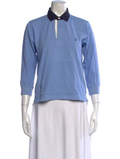 Pre-owned Polo Ralph Lauren Three-quarter Sleeve Polo In Blue