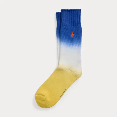 Polo Ralph Lauren Tie-dye Cotton-blend Crew Socks In Blue/white/yellow