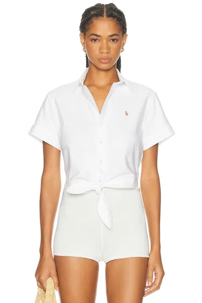 Polo Ralph Lauren Tie Front Blouse In White