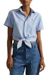 Polo Ralph Lauren Tie-front Cropped Oxford Shirt In Blue