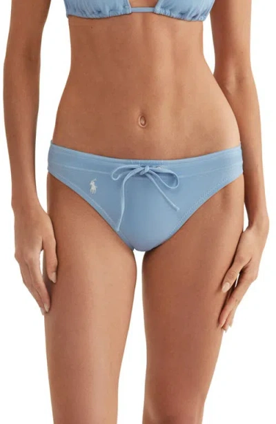 Polo Ralph Lauren Tie Front Retro Hipster Bikini Bottoms In Blue