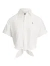 Polo Ralph Lauren Tied-front Short-sleeve Shirt In White