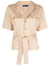 Polo Ralph Lauren Tied-waist Cotton Shirt In Neutrals