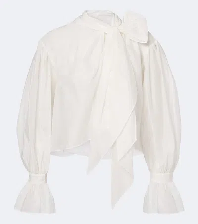Polo Ralph Lauren Tie-detail Cotton And Silk Organdy Blouse In White