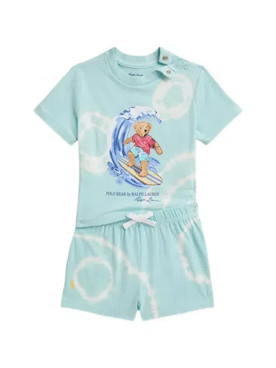 Polo Ralph Lauren Babies' Tie-dye Effect Shorts Set In Blue