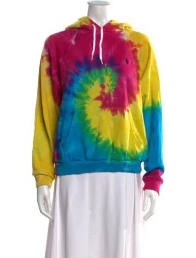 Pre-owned Polo Ralph Lauren Tie-dye Print Crew Neck Hoodie In Yellow