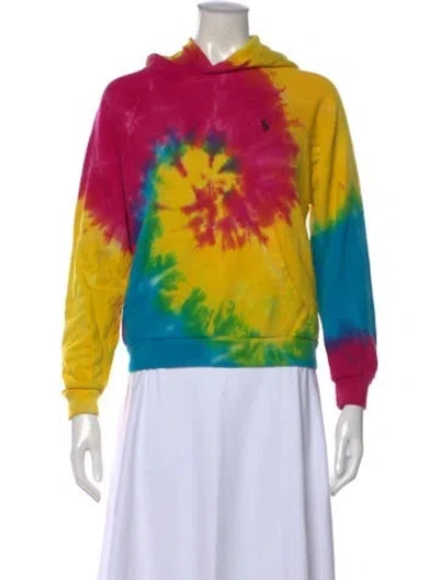 Pre-owned Polo Ralph Lauren Tie-dye Print Crew Neck Hoodie In Yellow