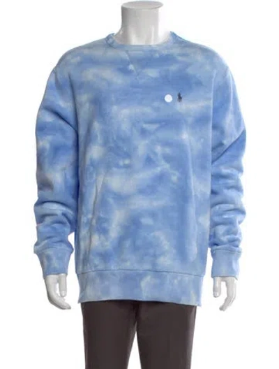 Pre-owned Polo Ralph Lauren Tie-dye Print Crew Neck Pullover W/ Tags In Blue