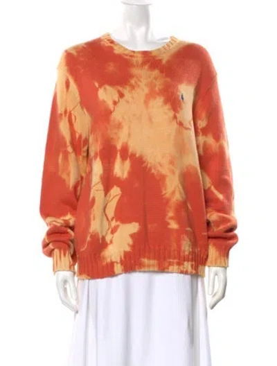 Pre-owned Polo Ralph Lauren Tie-dye Print Crew Neck Sweater In Orange
