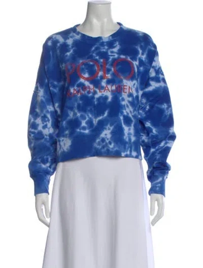 Pre-owned Polo Ralph Lauren Tie-dye Print Crew Neck Sweatshirt In Blue