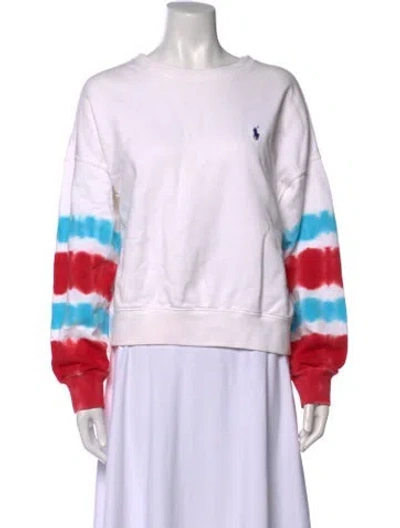 Pre-owned Polo Ralph Lauren Tie-dye Print Crew Neck Sweatshirt In White