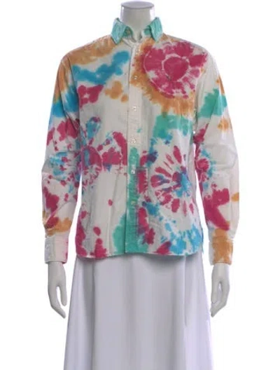 Pre-owned Polo Ralph Lauren Tie-dye Print Long Sleeve Polo W/ Tags In Multi