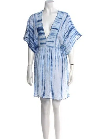 Pre-owned Polo Ralph Lauren Tie-dye Print Mini Dress In Blue