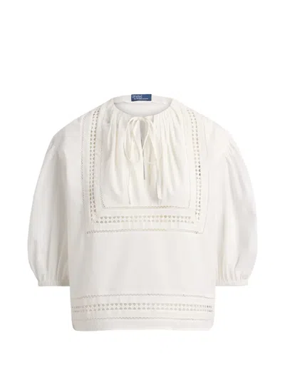 Polo Ralph Lauren Tie-neck Broderie-anglaise Blouse In White