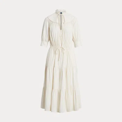 Polo Ralph Lauren Tiered Cotton Dress In Neutral