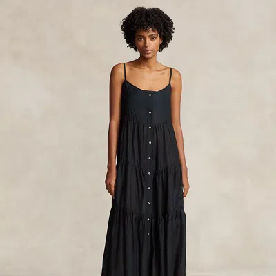 Polo Ralph Lauren Tiered Midi Dress Cover-up In Black
