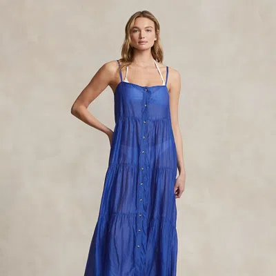 Polo Ralph Lauren Tiered Midi Dress Cover-up In Blue