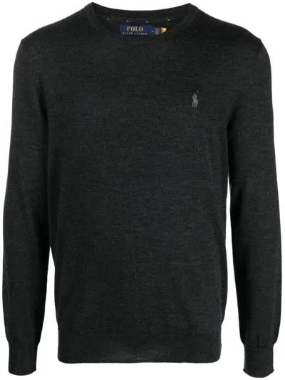 Polo Ralph Lauren Timeless Black Long Sleeve Knit Pullover In Gray