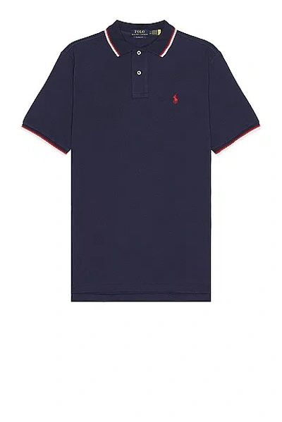 Polo Ralph Lauren Tipped Mesh Classic Polo In Newport Navy