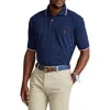 Polo Ralph Lauren Sky Blue T-shirt With Structured Collar In Newport Navy