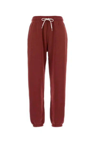 Polo Ralph Lauren Tiziano Red Cotton Blend Joggers In Burgundy