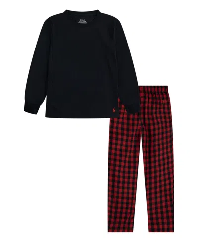 Polo Ralph Lauren Babies' Toddler 2-piece Long Sleeve T-shirt And Woven Pant Pajama Set In Multi