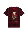 Polo Ralph Lauren Polo Bear Checked Cotton Jersey T-shirt In Red