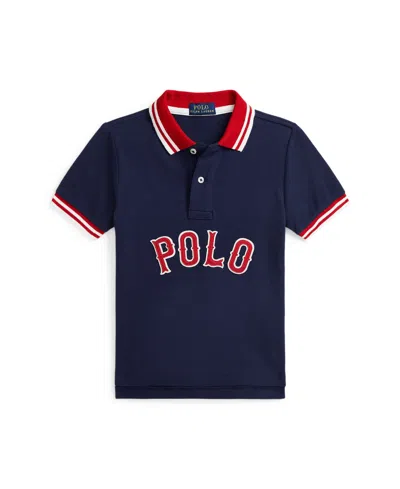 POLO RALPH LAUREN TODDLER AND LITTLE BOYS BASEBALL-LOGO MESH POLO SHIRT