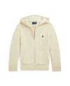 Polo Ralph Lauren Cable Cotton Hooded Full-zip Sweater In Andover Cream