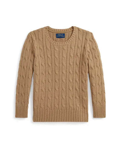 Polo Ralph Lauren Kids' Cable-knit Cashmere Sweater In Camel Melange