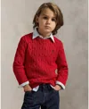 Polo Ralph Lauren Big Boys Cable- Knit Crewneck Sweater In Red