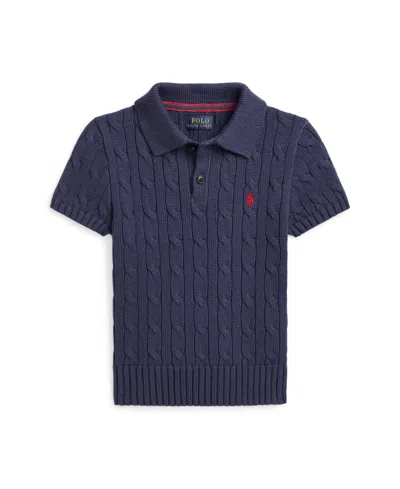 Polo Ralph Lauren Kids' Toddler And Little Boys Cable-knit Polo-collar Sweater In Boathouse Navy