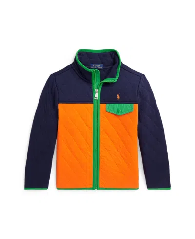 Polo Ralph Lauren Kids' Toddler And Little Boys Color-blocked Quilted Double-knit Jacket In Newport Navy