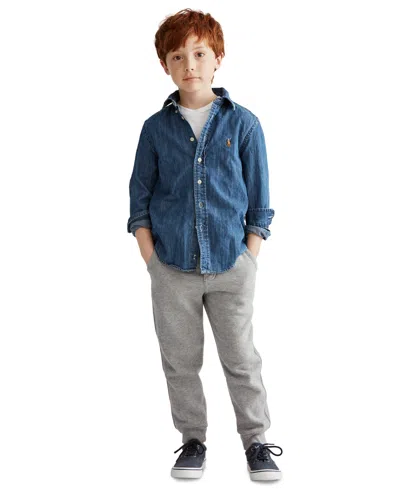 Polo Ralph Lauren Kids' Toddler And Little Boys Cotton Chambray Shirt In Dark Blue
