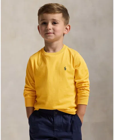Polo Ralph Lauren Kids' Toddler And Little Boys Cotton Jersey Long Sleeve T-shirt In Yellow