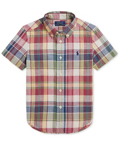 Polo Ralph Lauren Kids' Toddler & Little Boys Cotton Madras Short-sleeve Shirt In Multi