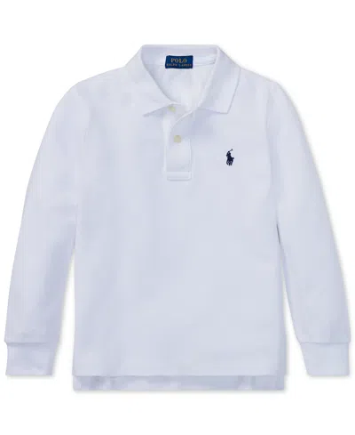 Polo Ralph Lauren Kids' Toddler And Little Boys Cotton Mesh Long Sleeve Polo Shirt In White