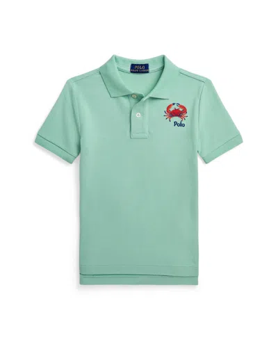 Polo Ralph Lauren Kids' Toddler And Little Boys Crab-embroidered Cotton Mesh Polo Shirt In Celadon