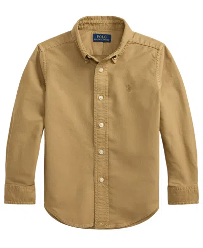 Polo Ralph Lauren Kids' Toddler And Little Boys Garment-dyed Cotton Oxford Shirt In Brown