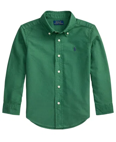 Polo Ralph Lauren Kids' Toddler And Little Boys Garment-dyed Cotton Oxford Shirt In Green