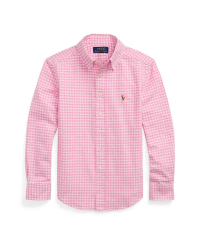 Polo Ralph Lauren Kids' Toddler And Little Boys Gingham Oxford Shirt In Pink,white
