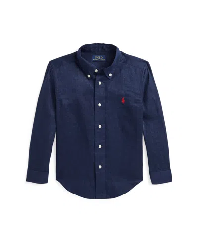 Polo Ralph Lauren Kids' Toddler And Little Boys Linen Shirt In Newport Navy