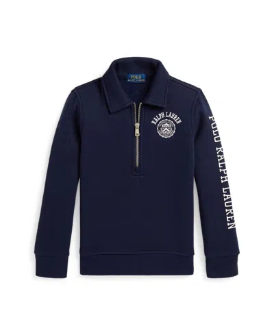 POLO RALPH LAUREN TODDLER AND LITTLE BOYS LOGO FLEECE COLLARED SWEATSHIRT