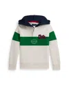 Polo Ralph Lauren Colorblocked Cotton-blend Jersey Hoodie In White