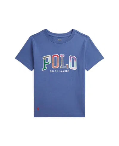 Polo Ralph Lauren Kids' Toddler And Little Boys Madras-logo Jersey T-shirt In Blue Heaven