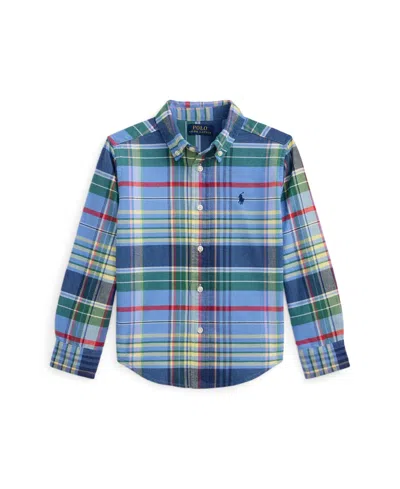 POLO RALPH LAUREN TODDLER AND LITTLE BOYS 2-7 PLAID BRUSHED COTTON OXFORD SHIRT