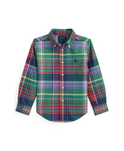 Polo Ralph Lauren Kids' Toddler And Little Boys Plaid Brushed Cotton Oxford Shirt In Multi